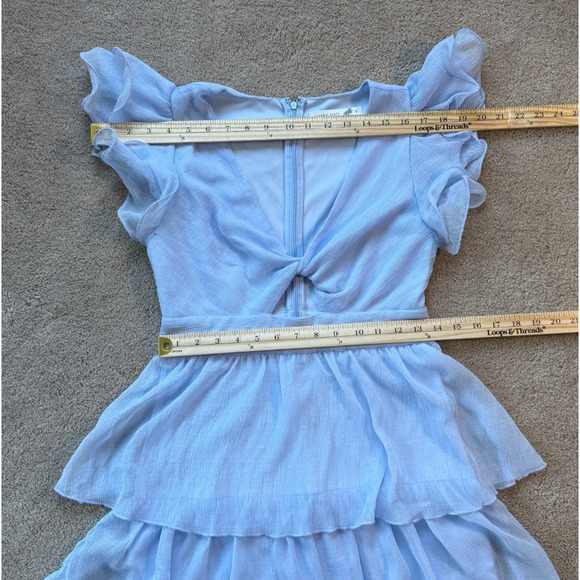 Altar’d State Blue Tiered Ruffle Maxi Dress Small Prom Formal - Picture 7 of 9